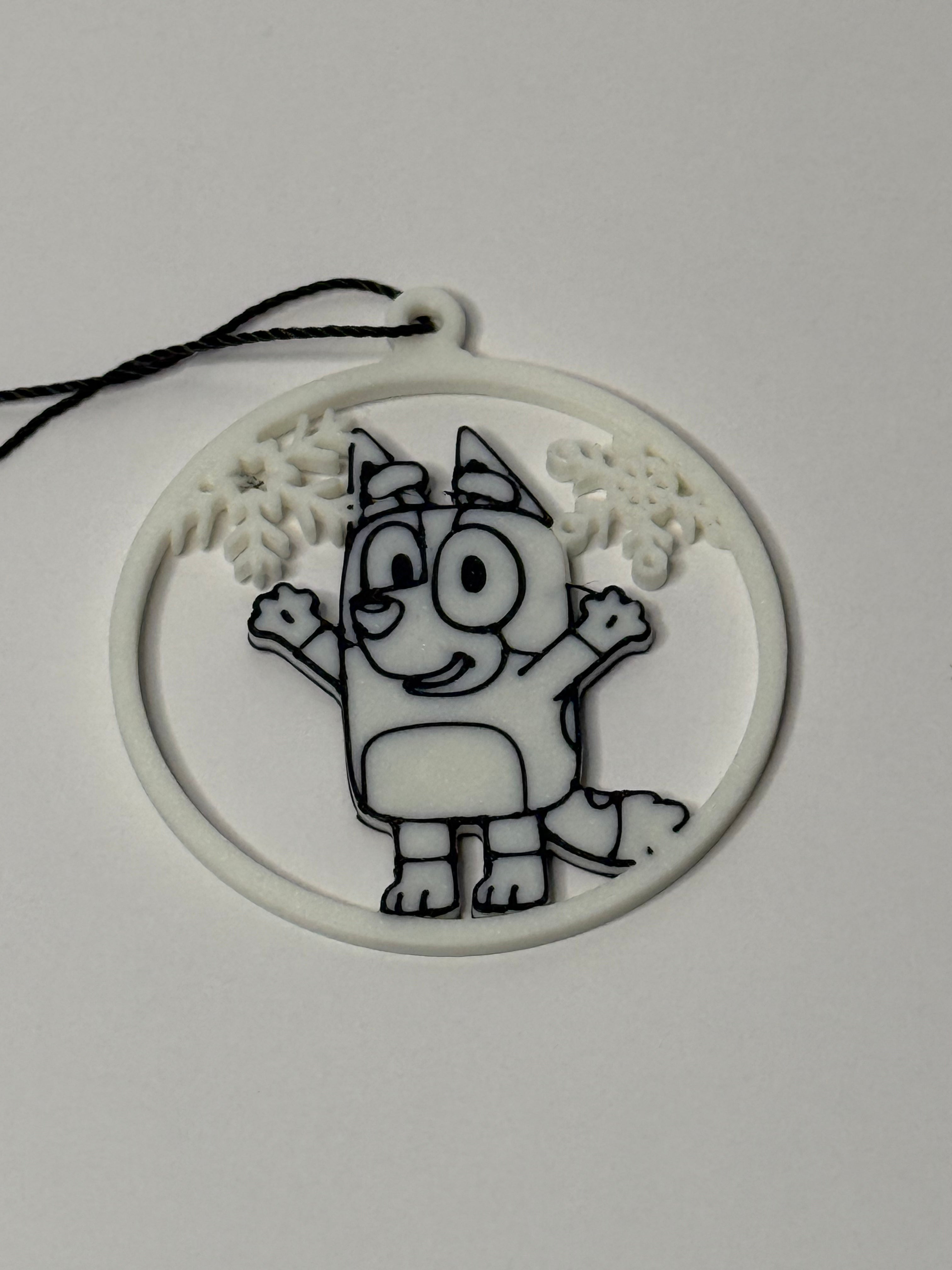 Happy Blue Pup Snowflake Ornament