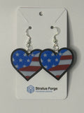 Patriotic Flag Heart Dangle Earrings | 4th of July