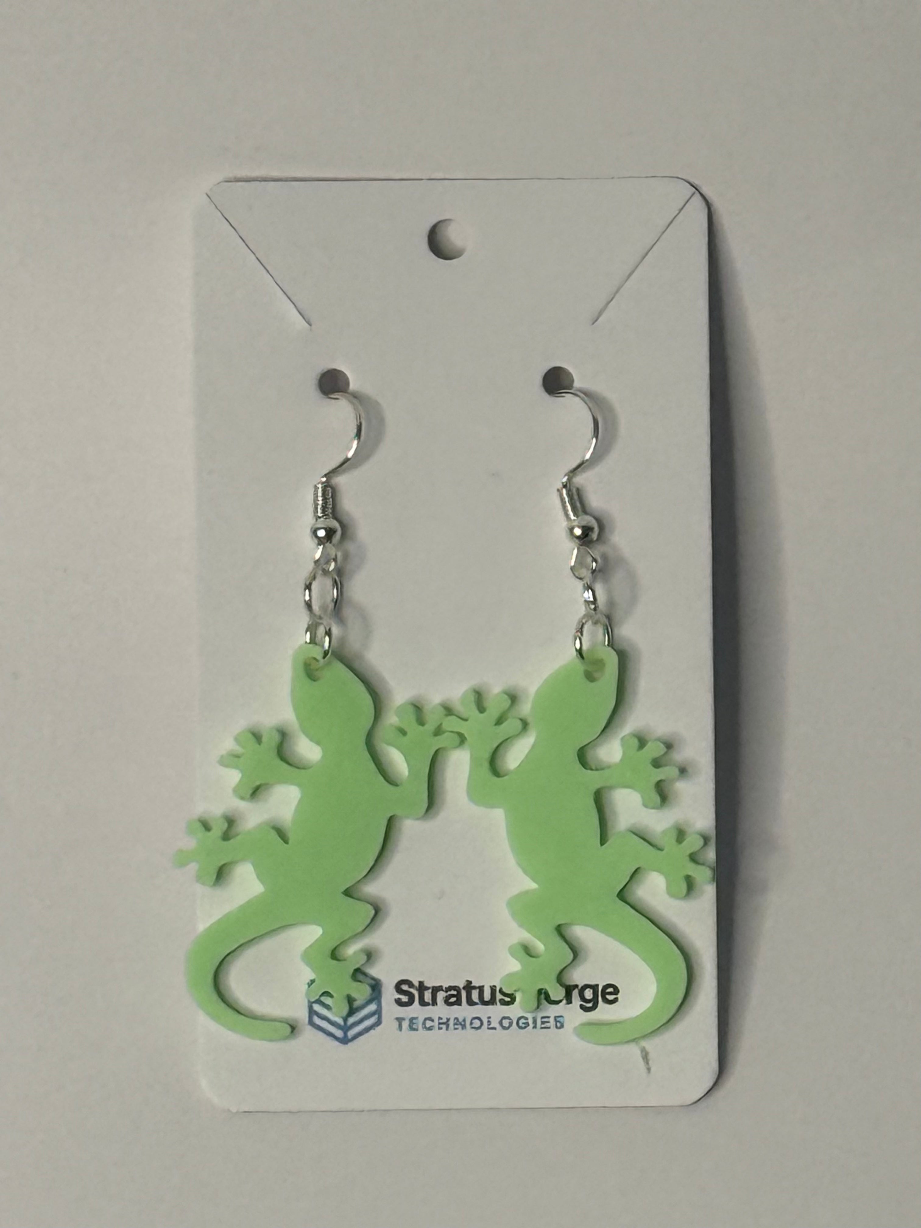 Glow-in-the-Dark Gecko Dangle Earrings | Cute Reptile Jewelry