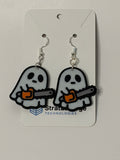 Chainsaw Ghost Earrings - Cute Spooky Halloween Pair