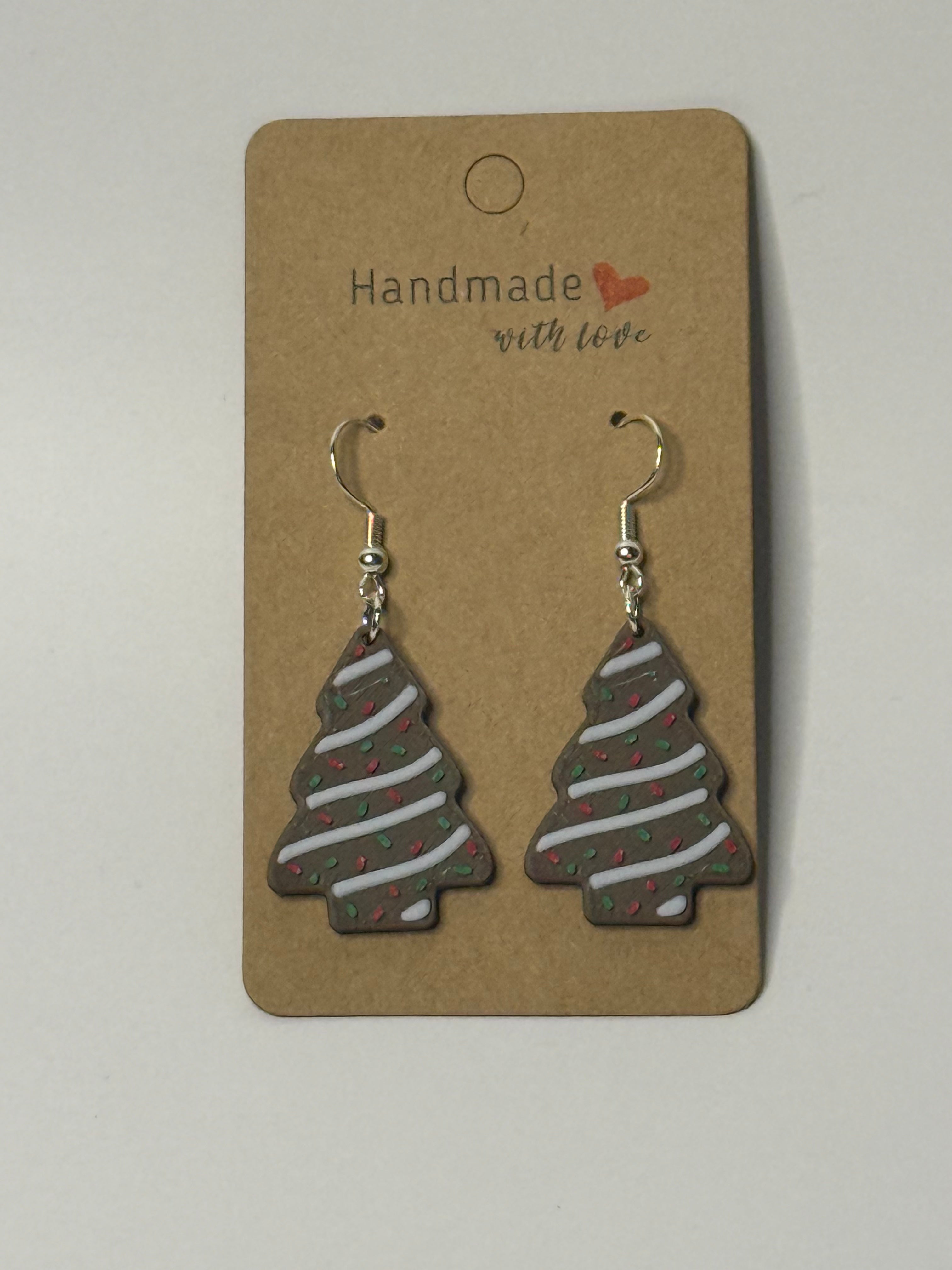 Little Debbie Christmas Tree Cake Earrings