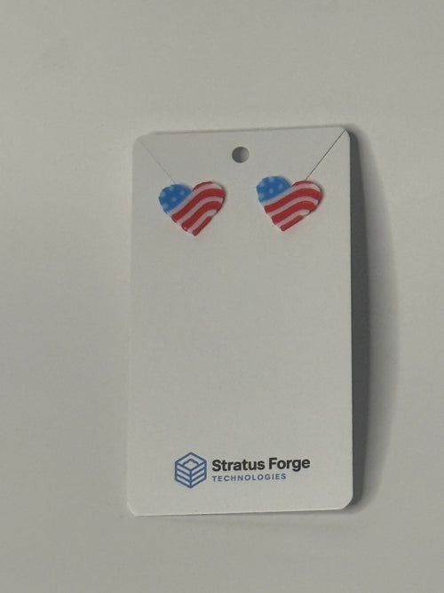 American Flag Heart Stud Earrings – Patriotic 4th of July - Stratus Forge Technologies