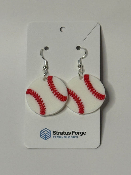 Baseball Earrings – Stud or Dangle | Flat or Raised Design - Stratus Forge Technologies