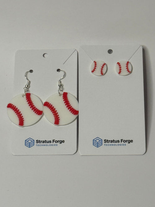Baseball Earrings – Stud or Dangle | Flat or Raised Design - Stratus Forge Technologies
