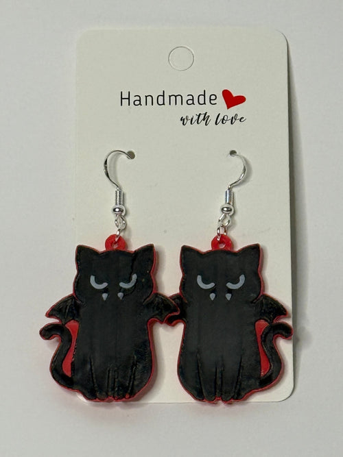 🦇🐈‍⬛ Bat Cat Earrings - Stratus Forge Technologies