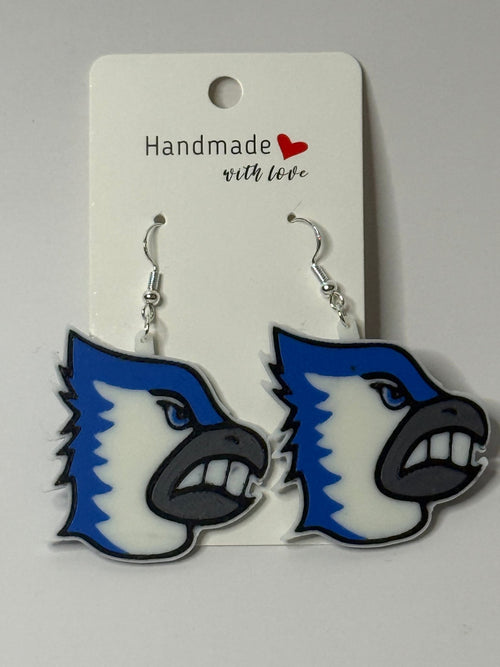 Bondurant Bluejay Mascot Earrings – Game Day Spirit Jewelry - Stratus Forge Technologies