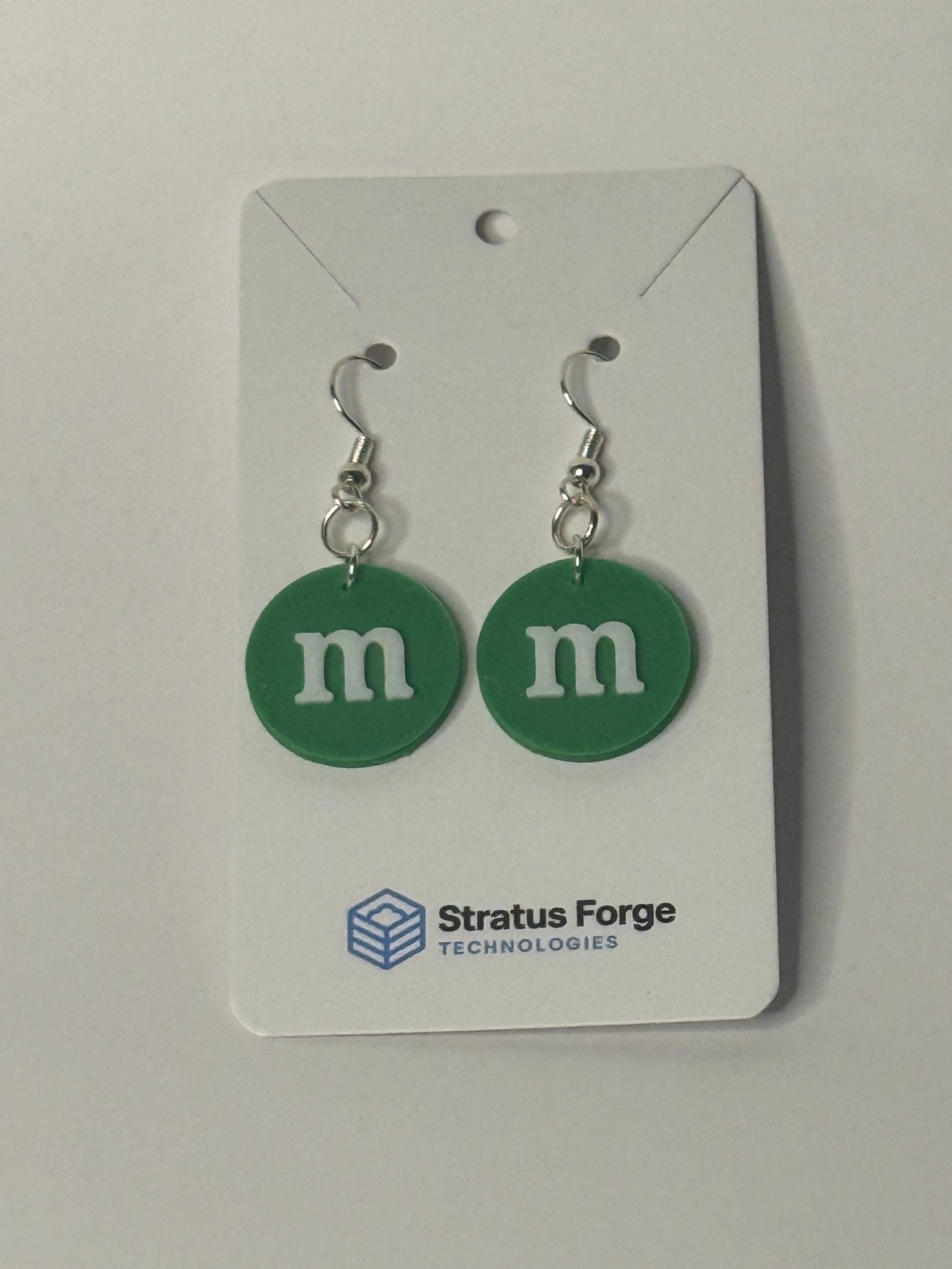 Candy-Inspired “m” Dangle Earrings | 3D Printed | Multiple Colors - Stratus Forge Technologies