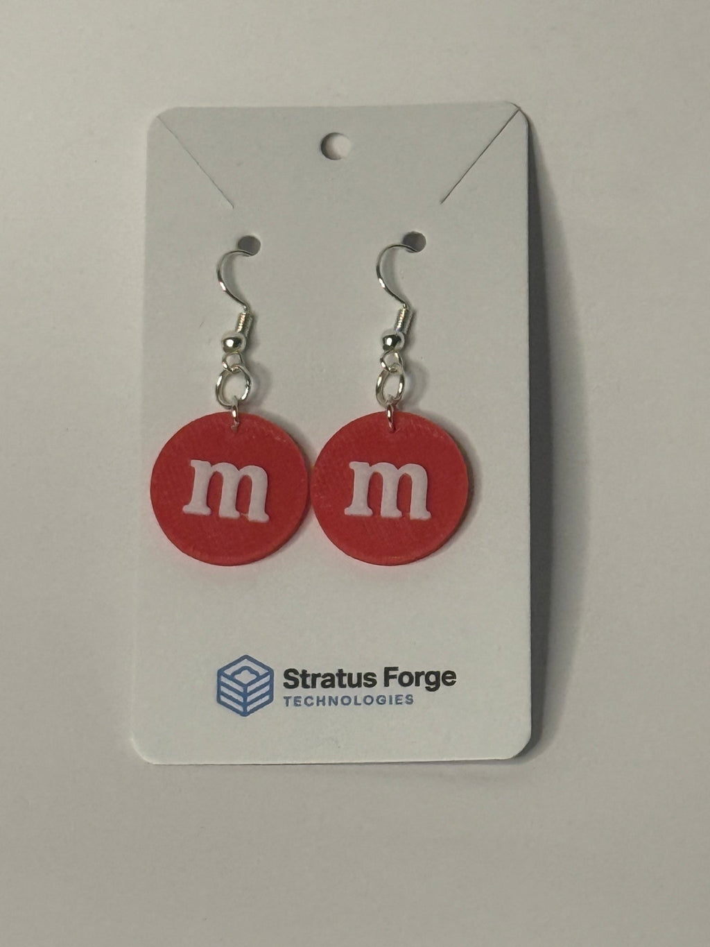 Candy-Inspired “m” Dangle Earrings | 3D Printed | Multiple Colors - Stratus Forge Technologies