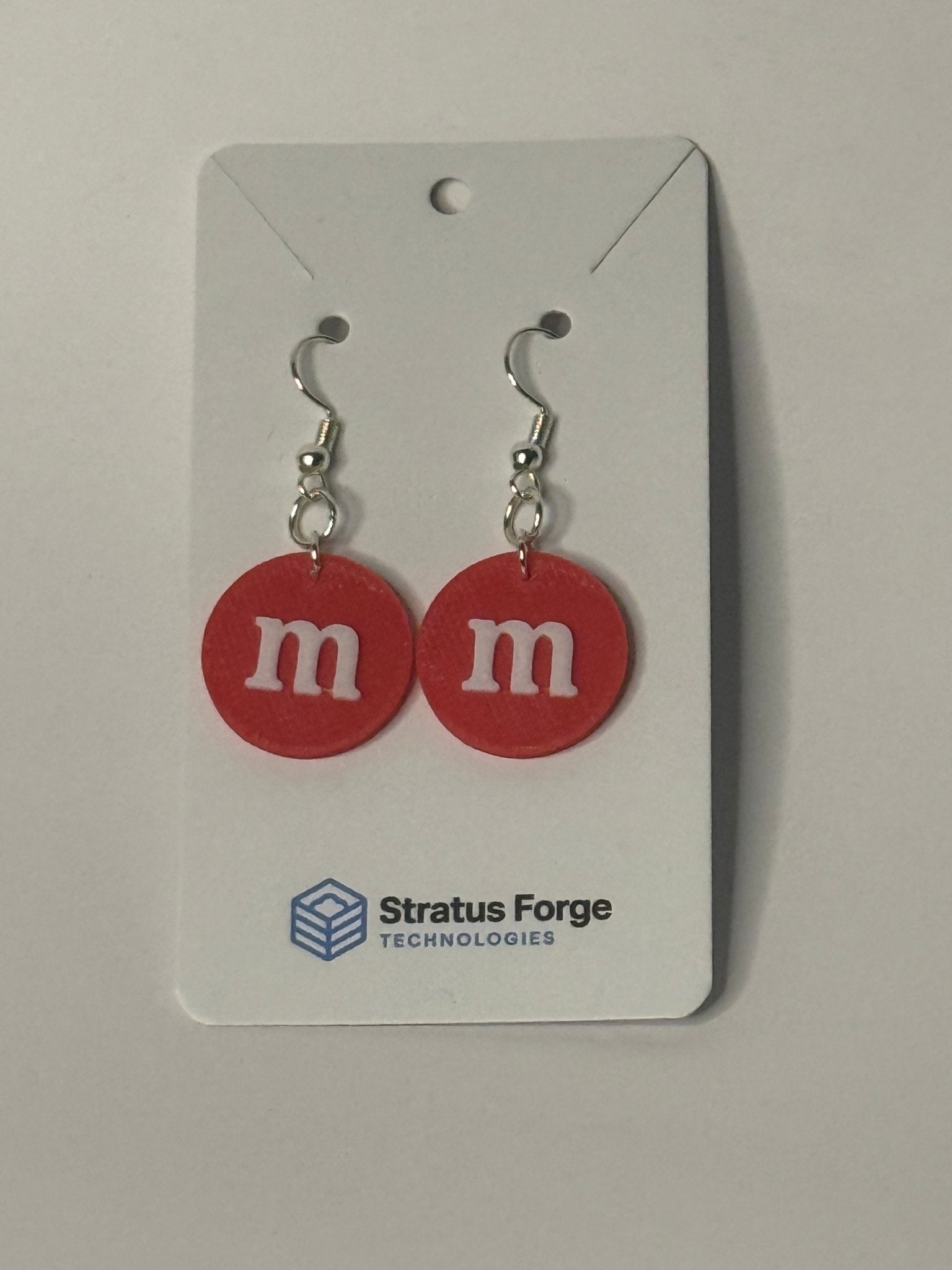 Candy-Inspired “m” Dangle Earrings | 3D Printed | Multiple Colors - Stratus Forge Technologies
