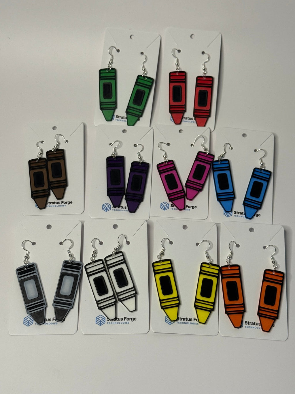 Crayola - Style Crayon Dangle Earrings – Colorful Statement Earrings | Buy 5 Get 1 Free - Stratus Forge Technologies