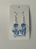 Delft-Style Blue Tulip Tile Earrings - Stratus Forge Technologies