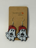 Festive Ghost Earrings with Santa Hat - Stratus Forge Technologies