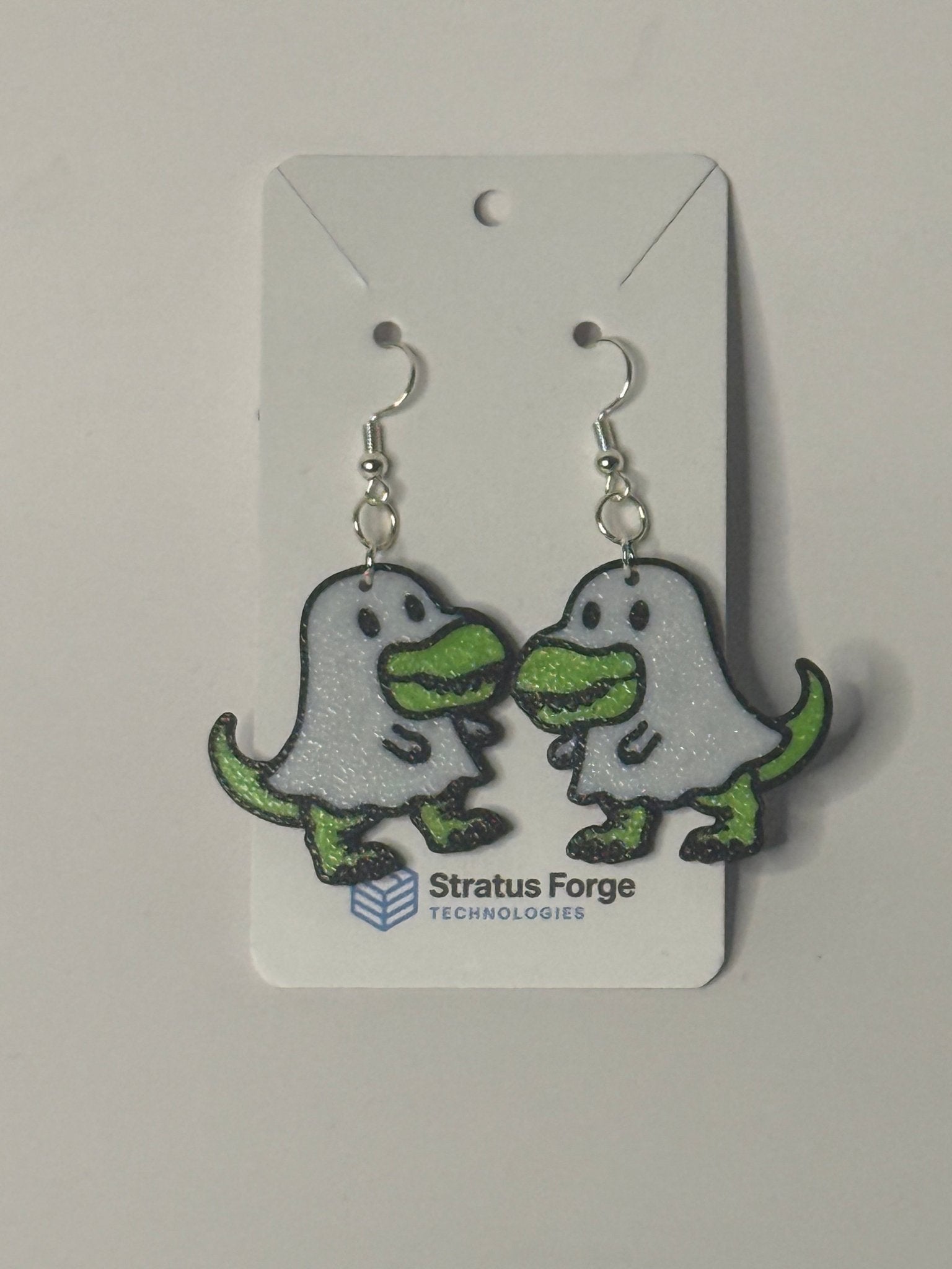 Ghost Costume Dino Earrings – Cute Halloween Dinosaur - Stratus Forge Technologies