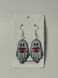 Ghost Holding Heart Dangle Earrings - Stratus Forge Technologies