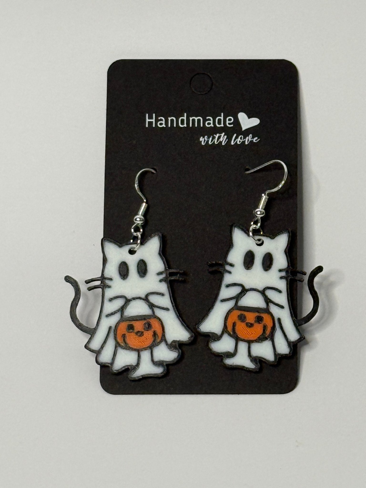 🐱👻 Ghost Kitty Earrings - Stratus Forge Technologies