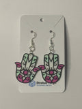 Hamsa Hand Earrings – Mint & Magenta - Stratus Forge Technologies