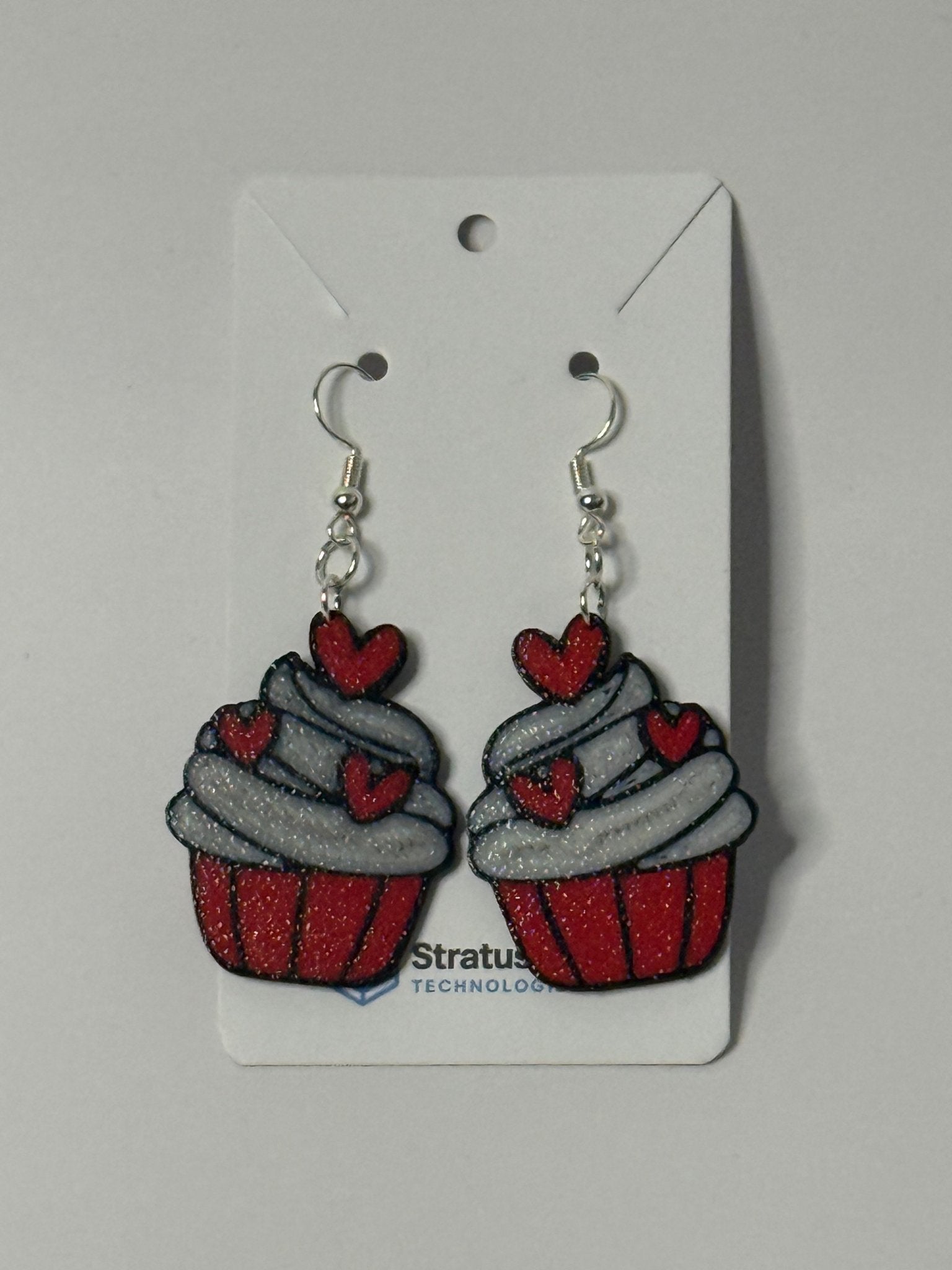 Heart Cupcake Valentine Dangle Earrings - Stratus Forge Technologies