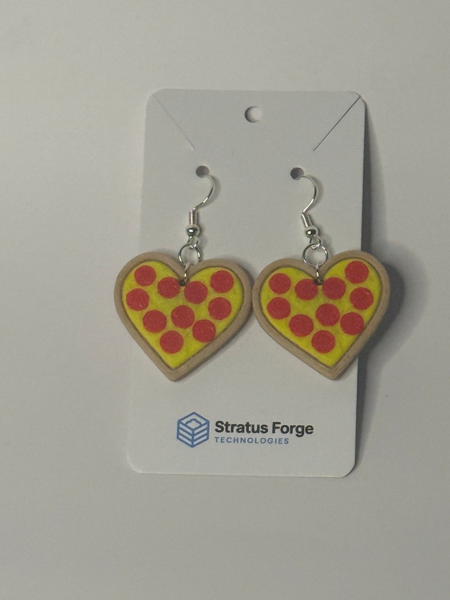 Heart Pizza Earrings – Pepperoni Pizza Lover Jewelry - Stratus Forge Technologies