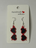 Heart Sunglasses Earrings – Red & Black - Stratus Forge Technologies