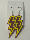 Lightning Bolt Statement Earrings – Maroon & Yellow - Stratus Forge Technologies