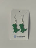 Pixel Dino Earrings – Retro Running Dinosaur Jewelry - Stratus Forge Technologies
