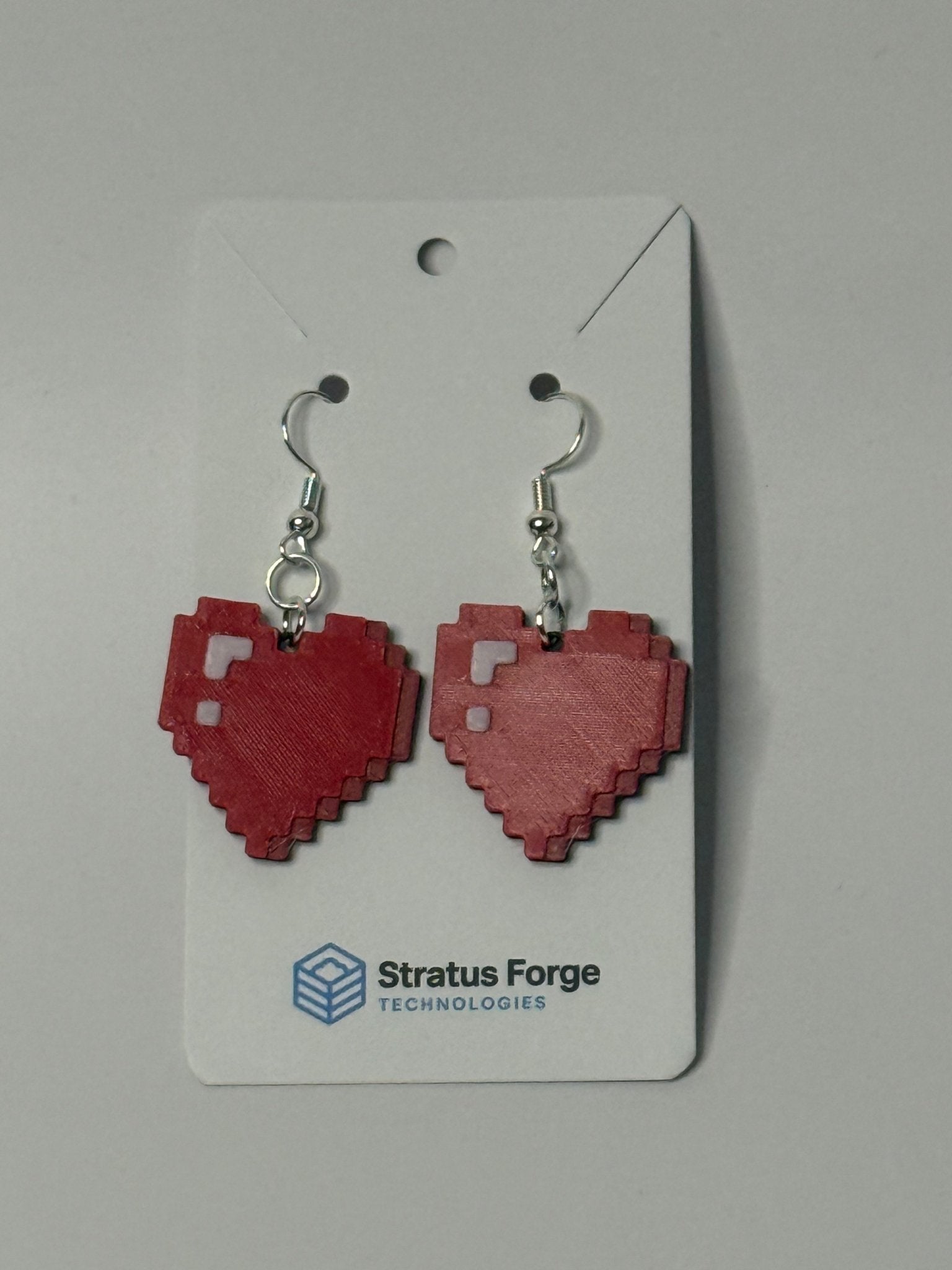 Pixel Heart Dangle Earrings - Stratus Forge Technologies