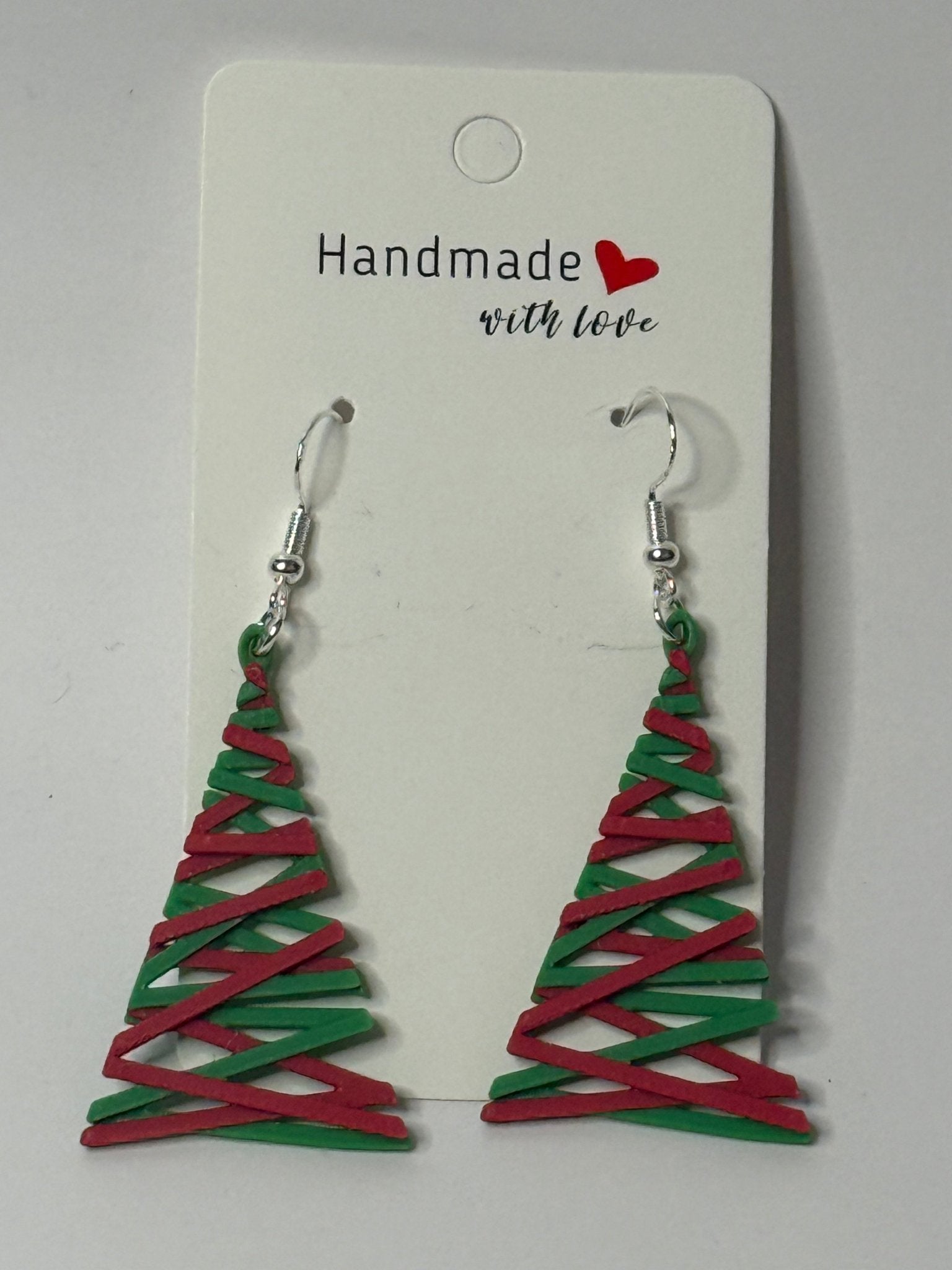 Red & Green Christmas Tree Earrings - Stratus Forge Technologies