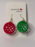 🎅🌀 Red & Green Spiral Ornament Earrings - Stratus Forge Technologies