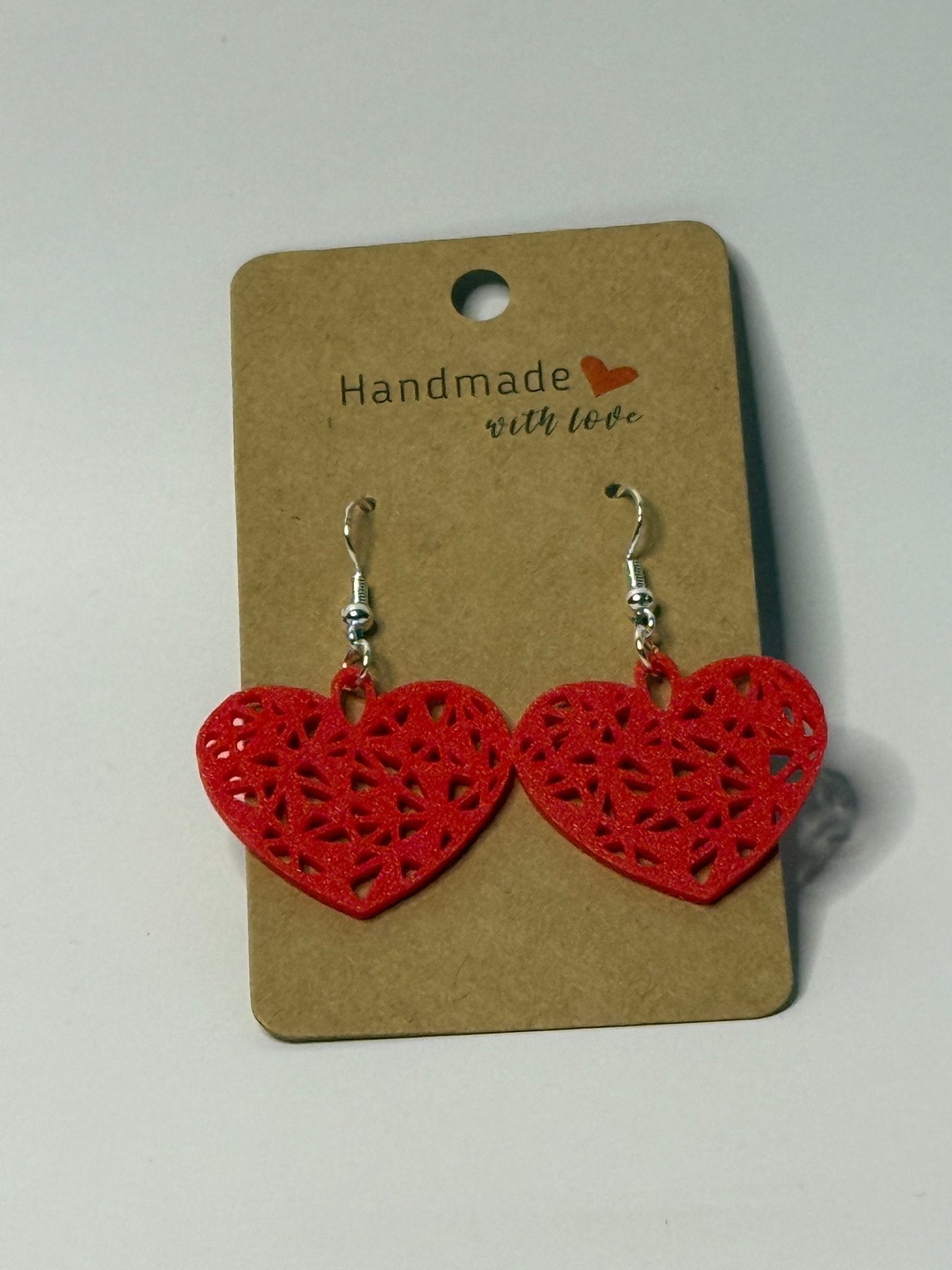 Red Lace Heart Earrings - Stratus Forge Technologies