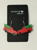 Red Truck with Christmas Tree Dangle Earrings - Stratus Forge Technologies