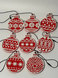 Scandinavian Christmas Ornament – Red & White - Stratus Forge Technologies