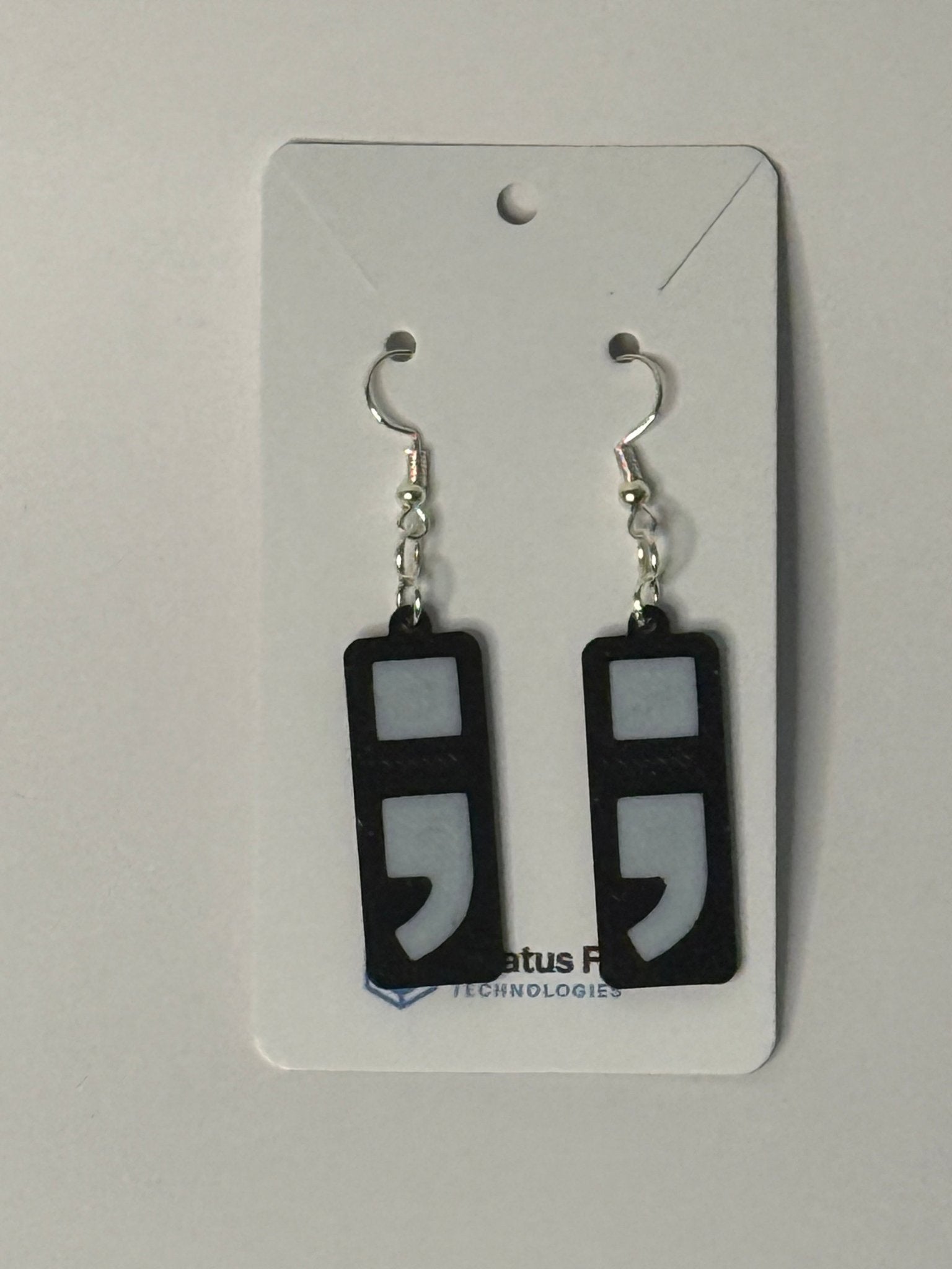 Semicolon Dangle Earrings | Mental Health Awareness - Stratus Forge Technologies