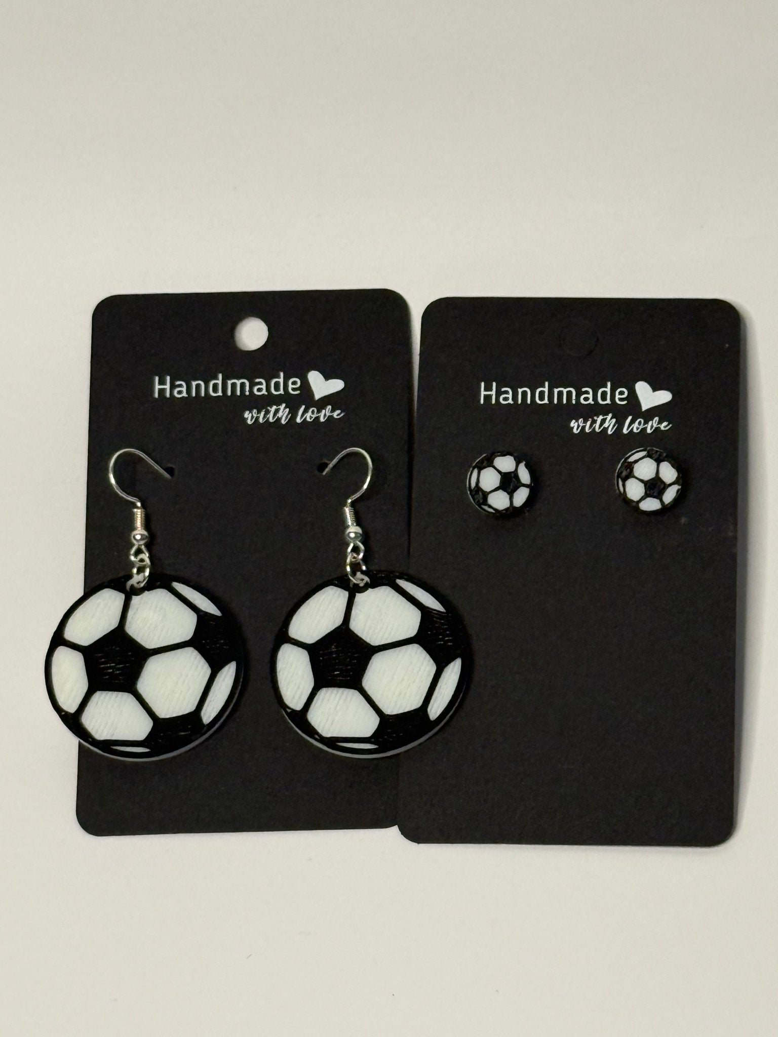 Soccer Ball Earrings – Dangle or Stud Style - Stratus Forge Technologies