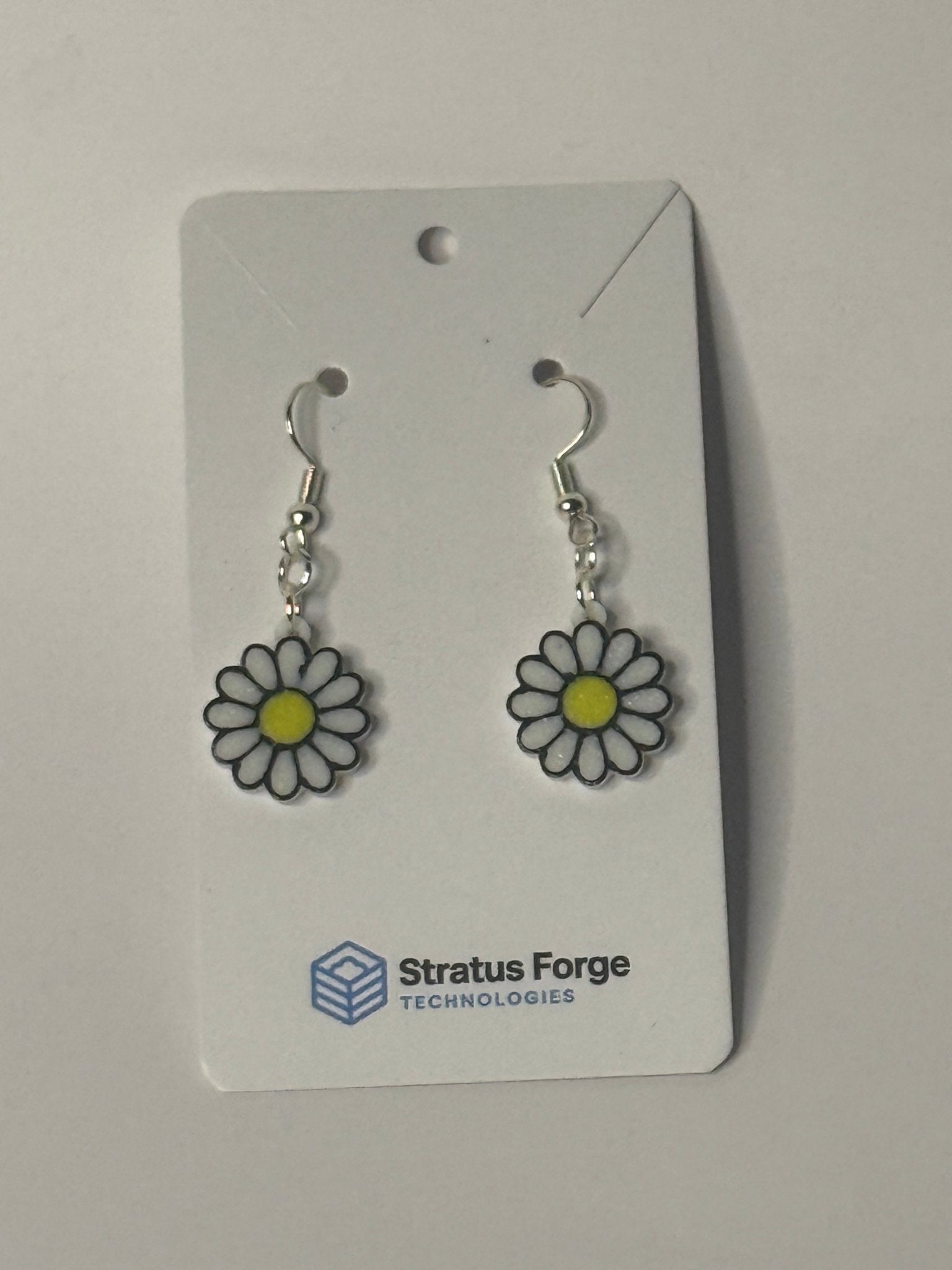 White Daisy Dangle Earrings - Stratus Forge Technologies